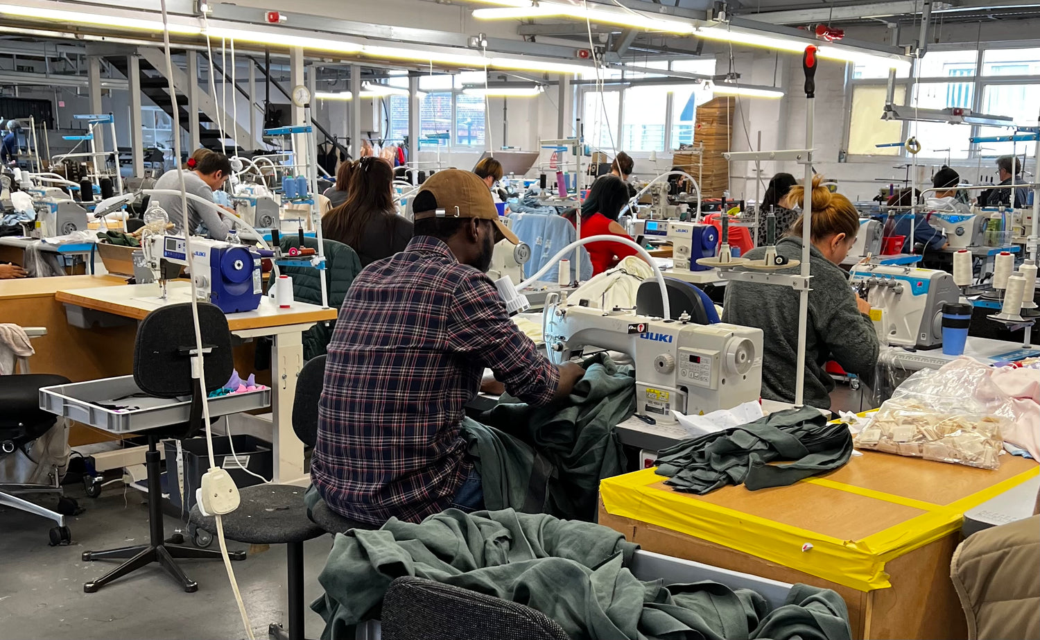 Solpardus Delphi linen dress in production in Apparel Tasker in London