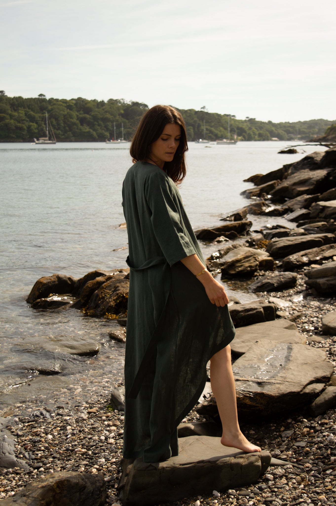 Delphi Linen Kimono Robe