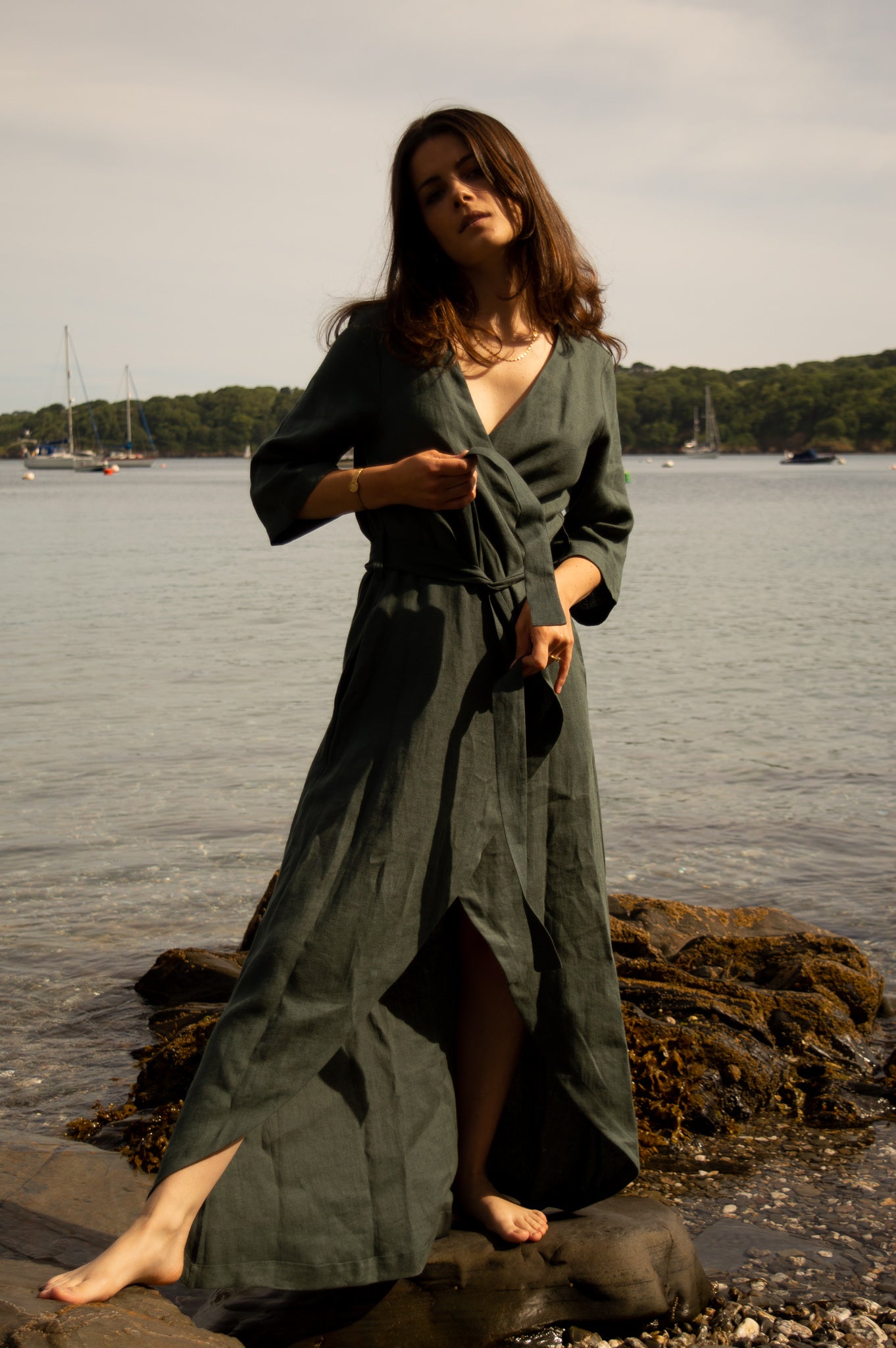 Delphi Linen Kimono Robe